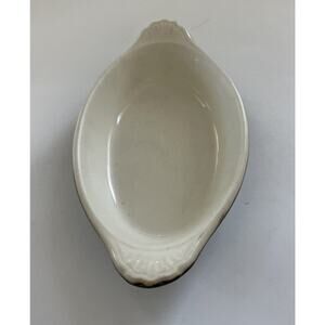 VTG Hall China Baking Small Dish‎ 1970’s USA 528 Scalloped Handles 9.5x5
